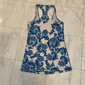Lululemon Blue and White Floral Tank Top.